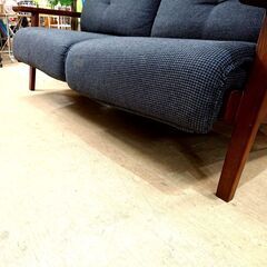 6/5売済ハイバックソファ 3人掛け ダークグレー 布張り 無垢材の画像