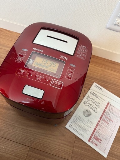 TOSHIBA RC-10VXH 炊飯器 赤 説明書付属 