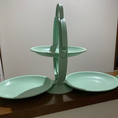 ミントグリーン スタッキングプレート 3段式の画像