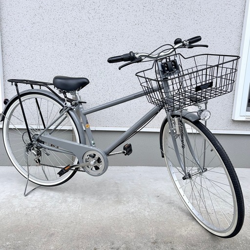 【受渡者決定】27インチ自転車　6段変速ギア　グレー　シティサイクル ママチャリ 2024.5月購入