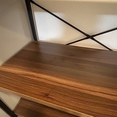 引取限定【東京都練馬区】アイアンラック4段（ウォルナット×ブラックアイアン）の画像