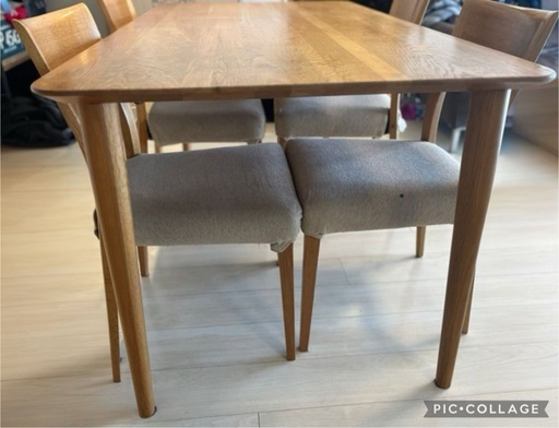 アクタス ダイニングテーブル（椅子付きに変更）ナチュラル