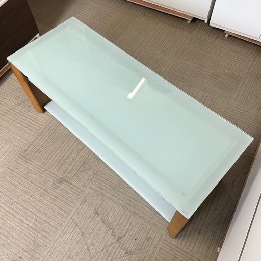 【超美品‼️】定価46,200円♪ エレコム 120cm幅ローボード テレビ台 リビング収納家具 ホワイトシルク加工強化ガラス 天然木