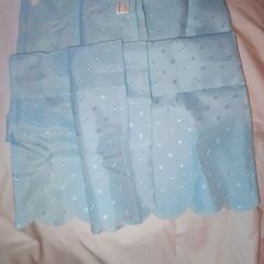 新古品　カフェカーテン　水色🔷　棚の目隠しの画像