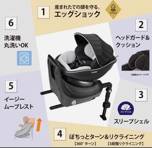 コンビ　チャイルドシート　クルムーヴ　スマートISOFIXエッグショックNeo（ブラック）