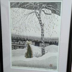 雪景色　大津一幸版画　複製