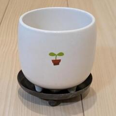 小さな植木鉢、水受け皿つき