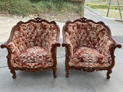 イタリア製 アンティーク アームチェア×２脚