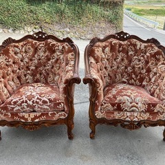 イタリア製 アンティーク アームチェア×2脚