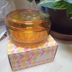 新品未使用★昭和レトロ　アンバーガラスのキャニスター（曽我ガラス）