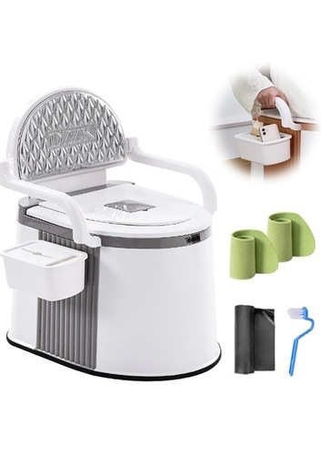 【新品・未使用】簡易トイレ ポータブルトイレ　手すり付き+非常用トイレセット60回分