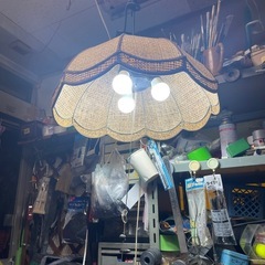 ビンテージ古家具　籐ランタン　ペンダントライト　LED交換済み　...