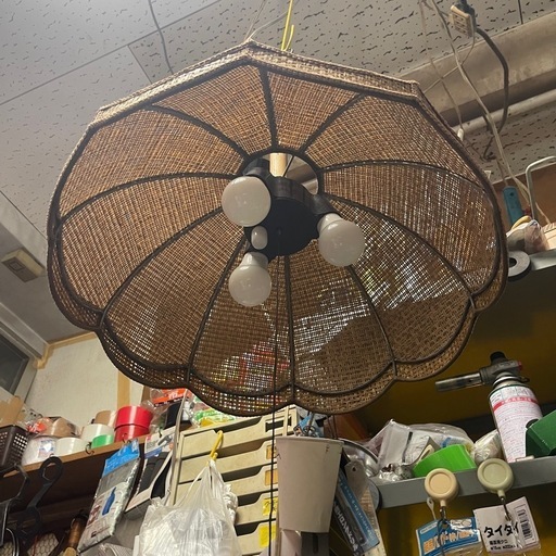 ビンテージ古家具　籐ランタン　ペンダントライト　LED交換済み　一か月保証付き　【リサイクルショップ道楽屋】