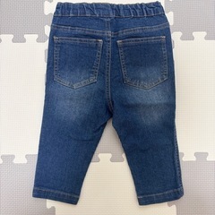 〈88〉ベビー服　petit main　ペイントデニムパンツ　80の画像