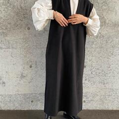 ノースリーブワンピース　ジャンバーワンピース　ロングワンピース　Mの画像