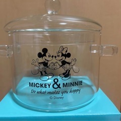 【新品未使用】ディズニー ミッキー&ミニー ガラスクッキングポット ガラス鍋の画像