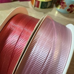 カールリボン 2色セット（ピンク＆レッド）5mm×100m 巻き...