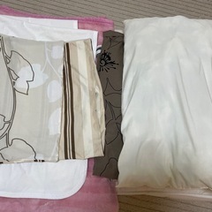 敷布団、毛布、枕、カバー付き