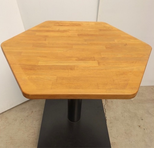 直接引き取り5%OFF カフェテーブル 六角 幅905×奥行き800×高さ730mm ダイニングテーブル キッキンテーブル 鉄足 アイ