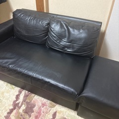 本革ソファ(一部合皮)オットマン付きの画像