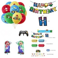 マリオ 誕生日 風船 ハッピーバースデー バルーン 装飾 スーパーマリオの画像