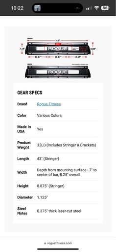 懸垂器具 ROGUE Pull-up Bar
