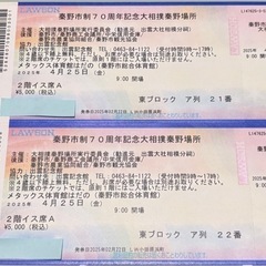 4/25 大相撲巡業秦野場所　連番チケット　２階イス席Ａ　の画像