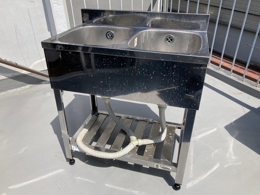 2槽シンク 幅750×奥450×高さ800 バックガード付き