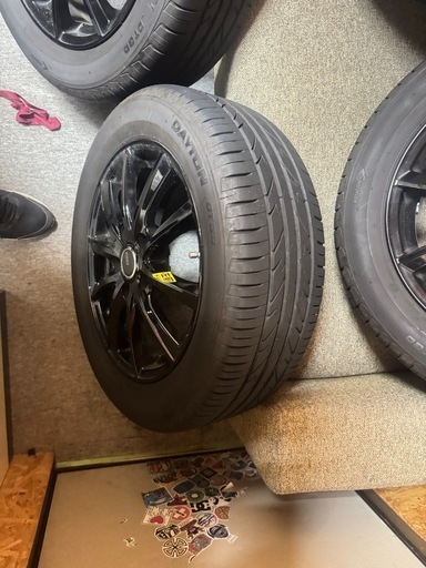 PREO 16インチ 中古タイヤホイール4本セット 205/55R16 ステップワゴン アコードワゴン対応 ブラック ナット＆CAP付