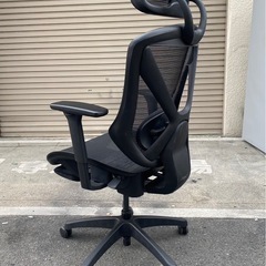 A431◆ニトリリクライニングワークチェア「フォリスト」フットレスト付き BKの画像