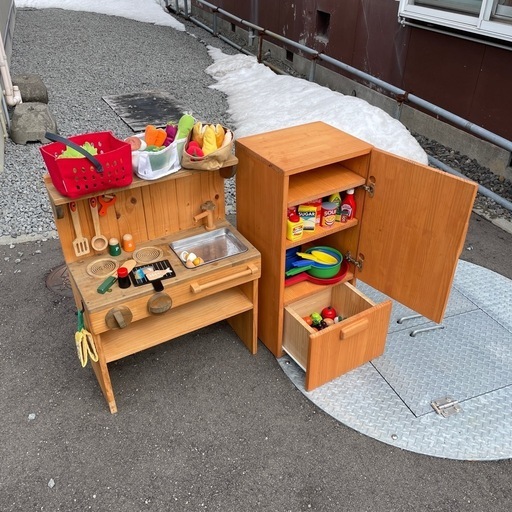 H*i様 木製 玩具 ハンドメイド 手作り おままごと 3点 キッチン 冷蔵庫 3点セット おままごとキッチン 木製 ナチュラル ままごと