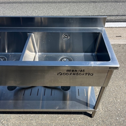 ☆中古品  タニコー2槽シンク  1200×450×791  厨房用品  ☆  