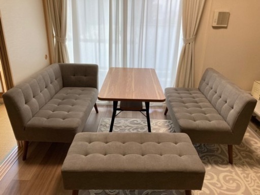 ソファーダイニング4点セット