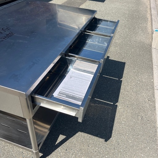 ☆中古品  タニコー両面引き出し付きステンレス作業台  1500×900×800  調理場  厨房用品  ☆