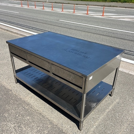 ☆中古品  タニコー両面引き出し付きステンレス作業台  1500×900×800  調理場  厨房用品  ☆