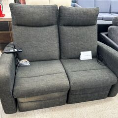 ★ジモティ割あり★  2人掛けソファー 黒 H97×D80×W133.5 クリーニング済み TJ11323の画像