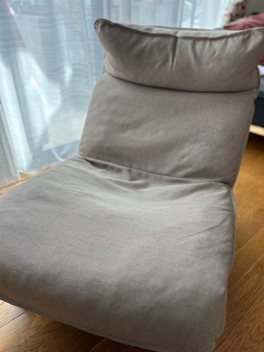 ① 無印ハイバックリクライニングソファ1人掛け2脚オットマンベージュ