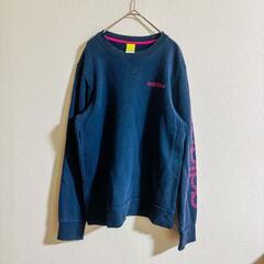 adidas アディダス トレーナー スウェット メンズ 紺 ネイビー 綿の画像