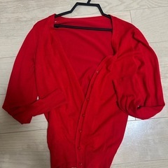 赤 長袖 カーディガン