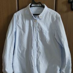 中古　女性　長袖　Lサイズ　水色　ボタンダウンシャツ