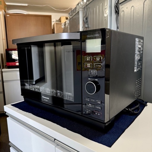 【美品‼️】パナソニック 2019年製 26Lオーブンレンジ フラット庫内 角皿付き ブラック♪