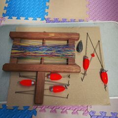 中古の３０cm釣り用ライン巻き器 回転木枠