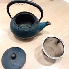 南部鉄器 急須 波 (青)の画像