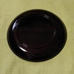『未使用』漆器　銘々皿 花模様 黒皿 ５枚セットの画像