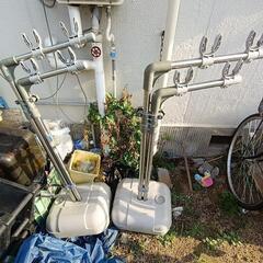 お話し中 物干し台