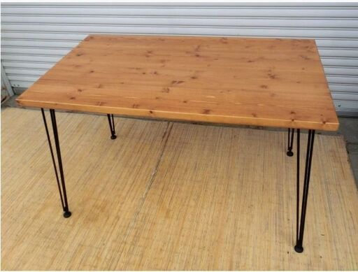 LOWYA　天然木　ダイニングテーブル　ニューピットキンⅡ120幅　パイン無垢材×アイアン　ヴィンテージ風　ロウヤ　ベガ　おしゃれ