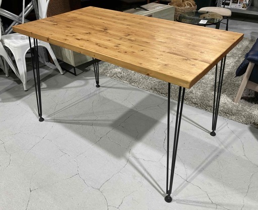 ★LOWYA★ ロウヤ 天然木テーブル スチールフレーム ヴィンテージ風加工 ナチュラル パイン材 シンプル お洒落