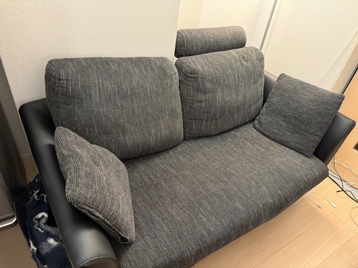 【値下げ】2人掛けソファ　オットマン付き