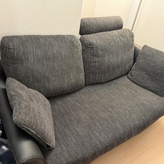 【値下げ】2人掛けソファ　オットマン付き