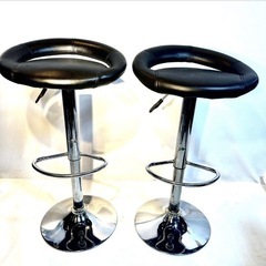  カウンターチェア ロータイプ 黒 丸椅子 昇降 バーチェアー 回転チェアー ハイチェアー ブラック      の画像
